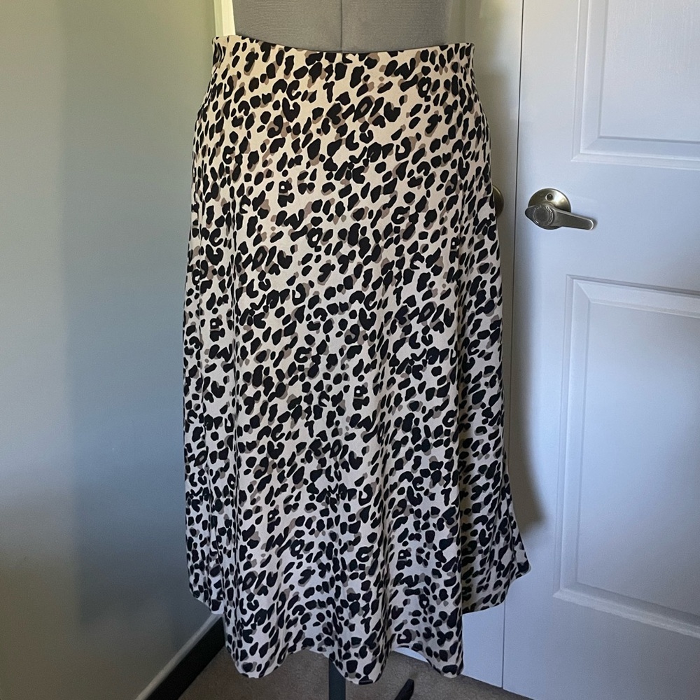 Halogen Leopard Print Skirt Black and Tan L petite